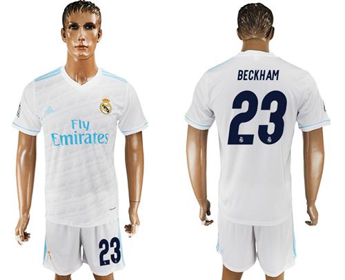 Real Madrid #23 Beckham White Home Soccer Club Jersey - Click Image to Close